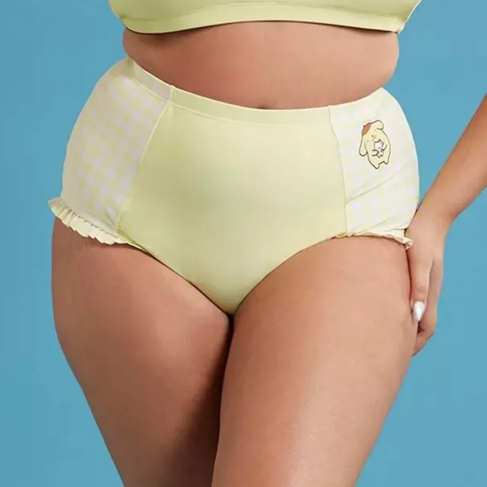 Pompompurin Yellow Gingham High-Waisted Swim Bottoms Plus Size Hot Topic Sanrio‎